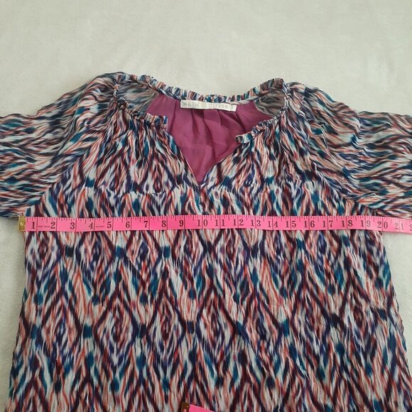 Marie Oliver Women's Size S Multicolor Southwest Print Silk Blend Crepe Blouse - Picture 10 of 12